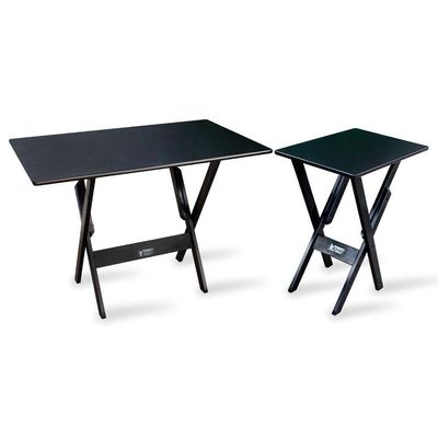 Conjunto De Mesa Dobrável 1,10x70 Com 6 Cadeiras Mais Mesa Aparador Pre Cor: Preto