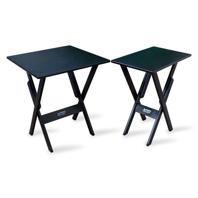 Conjunto De Mesa 60x60 E Mesa Aparador Dobrável Com 2 Cadeiras Preto