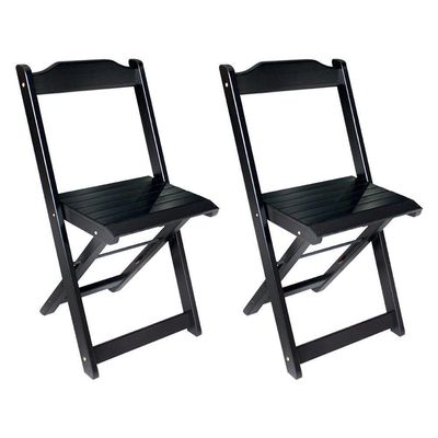 Jogo De Mesa Dobrável 60x60 Com 2 Cadeiras Decor Preto Cor: Preto