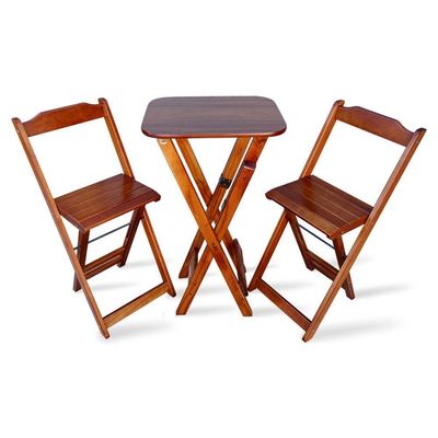 Conjunto De Bistro Com 2 Cadeiras Dobravel Imbuia Cor: Marrom