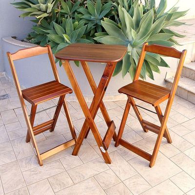 Conjunto De Bistro Com 2 Cadeiras Dobravel Imbuia Cor: Marrom