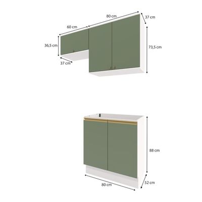 Lavanderia Modulada Kappesberg Celeste 3 Peças Branco/verde 140cm