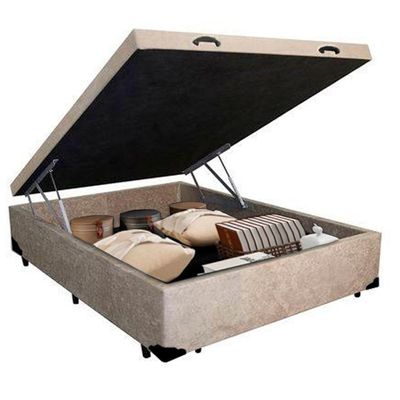 Cama Box Baú Casal Suede Sereneprime Bege 138x188x44.