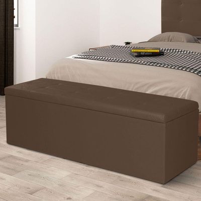 Calçadeira Recamier Baú Solteiro 0,90m Berlim Suede - Pallazio Cor Marrom