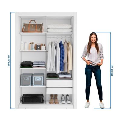 Closet Solteiro Premium 4 Gavetas Branco Amoudi Móveis Branco