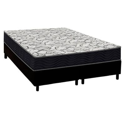 Conjunto Box Queen: Colchão Anatômico Ortobom D45 Airtech 150 + Base Crc Suede Black (158x198)