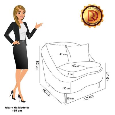 Poltrona Decorativa Orgânica Pé Ferro Pto Kit 2 Zaya Bouclê Bege C05 - D'rossi
