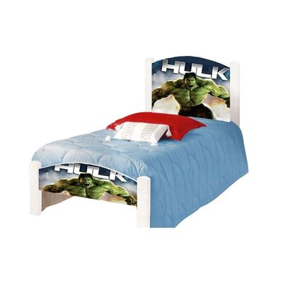 Cama Infantil Solteiro Adesivada Hulk Branco