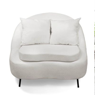 Poltrona Decorativa Orgânica Pé Ferro Pto Zaya Bouclê C05 - D'rossi Cor White