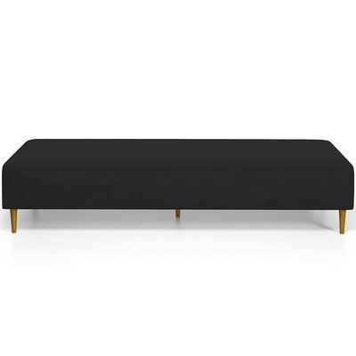 Kit 02 Puffs Decorativo Sala De Estar Bali W01 Pés Palito 170x60cm Suede Preto - Lyam Decor
