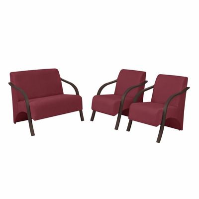 Conjunto Poltronas Vênus Braços Madeira D Salla Suede Bordô.