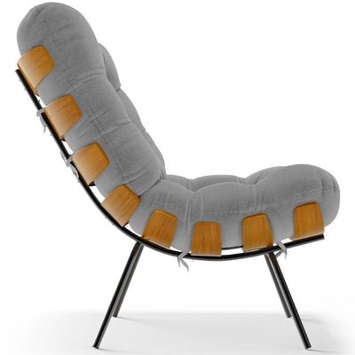 Kit 2 Poltronas Decorativas Costela L02 Bouclê Cinza - Lyam Decor