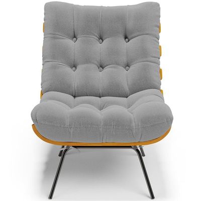 Kit 2 Poltronas Decorativas Costela L02 Bouclê Cinza - Lyam Decor