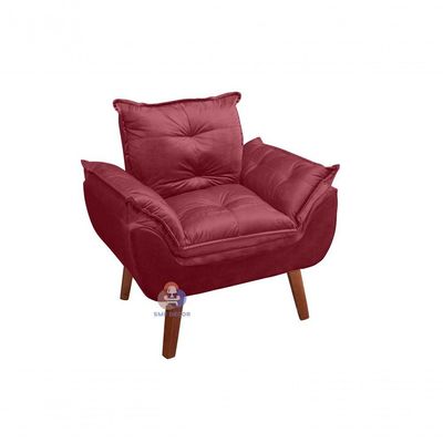 Kit 02 Poltrona Opala Suede Bordô