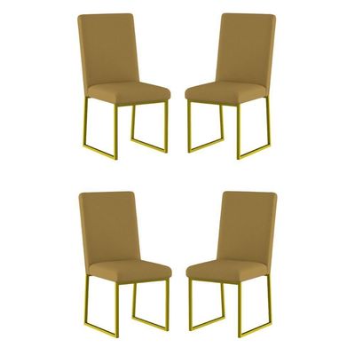 Kit 4 Cadeiras De Jantar Com Base De Ferro Dourado – Balaqui Cor:capuccino Capuccino