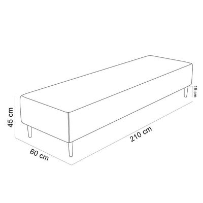 Kit 02 Puffs Decorativo Sala De Estar Bali W01 Pés Palito 210x60cm Linho Champagne - Lyam Decor