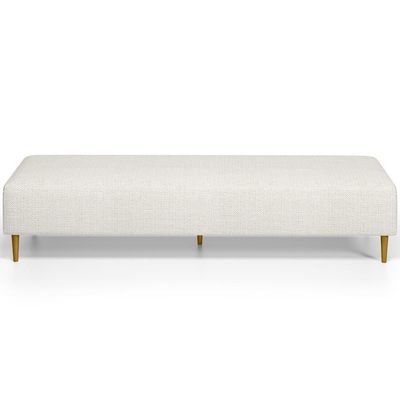 Kit 02 Puffs Decorativo Sala De Estar Bali W01 Pés Palito 210x60cm Linho Champagne - Lyam Decor