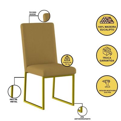 Kit 4 Cadeiras De Jantar Com Base De Ferro Dourado – Balaqui Cor:capuccino Capuccino