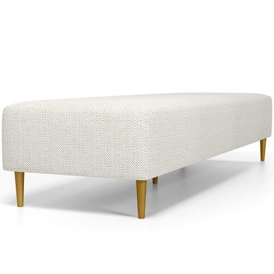 Kit 02 Puffs Decorativo Sala De Estar Bali W01 Pés Palito 210x60cm Linho Champagne - Lyam Decor