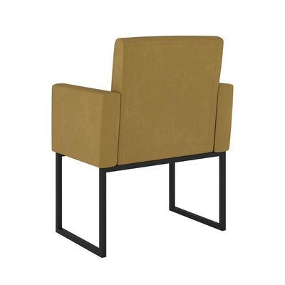Kit 02 Poltronas Base De Ferro Preta Reforçada Balaqui Decor Capuccino