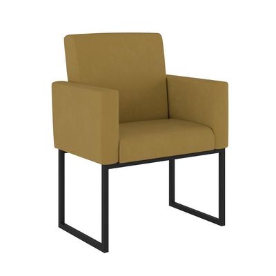 Kit 02 Poltronas Base De Ferro Preta Reforçada Balaqui Decor Capuccino