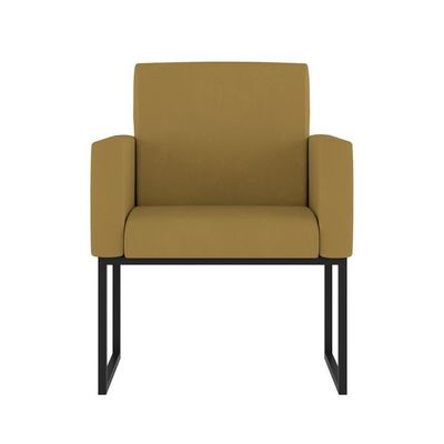 Kit 02 Poltronas Base De Ferro Preta Reforçada Balaqui Decor Capuccino