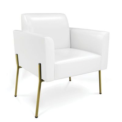 Poltrona Pé De Ferro Dourado Para Sala Marisa Corano Branco D03