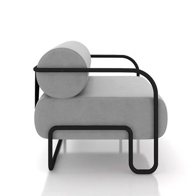 Poltrona Sala De Estar Industrial Preto Kit 2 Ameli Veludo Cinza K01 - D'rossi