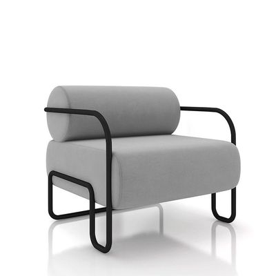 Poltrona Sala De Estar Industrial Preto Kit 2 Ameli Veludo Cinza K01 - D'rossi