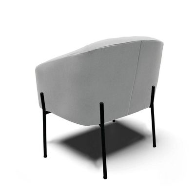 Poltrona Pé De Ferro Preto Sala De Estar Stella Suede Cinza D03 - D'rossi