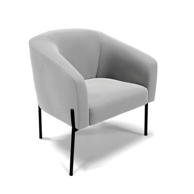 Poltrona Pé De Ferro Preto Sala De Estar Stella Suede Cinza D03 - D'rossi