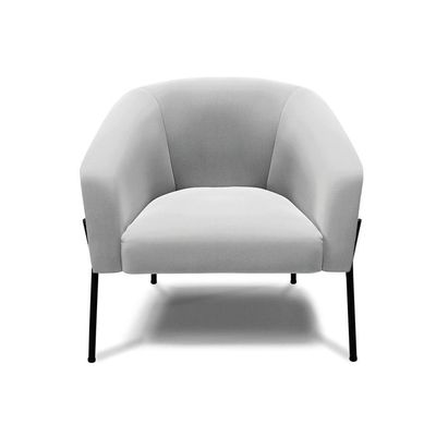 Poltrona Pé De Ferro Preto Sala De Estar Stella Suede Cinza D03 - D'rossi