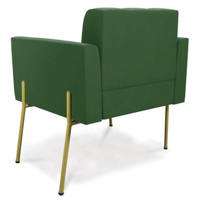 Poltrona Pé De Ferro Dourado Para Sala Kit 2 Elisa Suede D03 - D'rossi Cor Verde