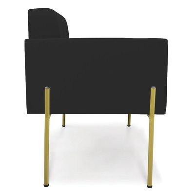 Poltrona Pé De Ferro Dourado Para Sala Kit 2 Elisa Veludo D03 - D'rossi Cor Preto