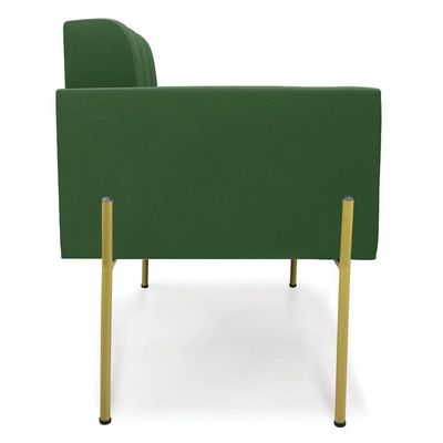 Poltrona Pé De Ferro Dourado Para Sala Kit 2 Elisa Suede D03 - D'rossi Cor Verde