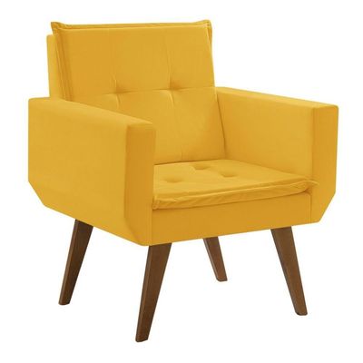 Poltrona Taurus 1 Lugar Tecido Suede Amarelo