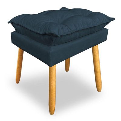 Puff Decorativo Opala Suede Azul Marinho Pés Palito Dal Poz Estofados