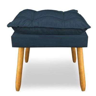 Puff Decorativo Opala Suede Azul Marinho Pés Palito Dal Poz Estofados