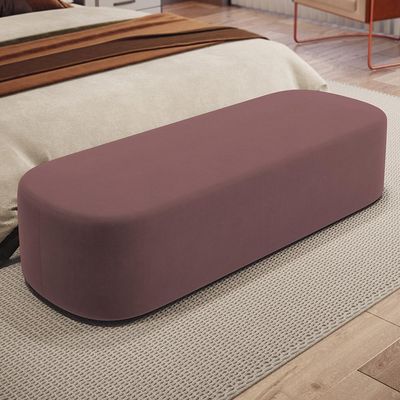 Puff Decorativo Orgânico Para Living Quarto 160cm Doha W01 Suede Rosê - Lyam Decor