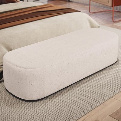 Puff Decorativo Orgânico Para Living Quarto 140cm Doha W01 Linho Cru - Lyam Decor