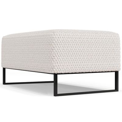 Kit 02 Puff Decorativo Para Sala De Estar Cléo Base De Ferro Preto 90 Cm W01 Bouclê Cru - Lyam