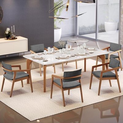 Kit 03 Cadeiras Para Sala De Jantar Estar Living Giorgia B04 Linho Cinza Escuro