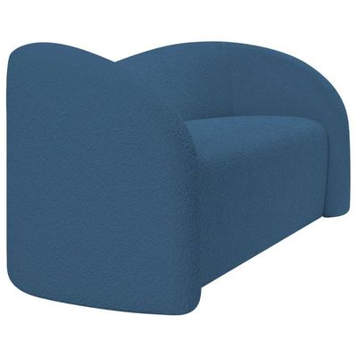 Sofá Curvo 3 Lugares Orgânico Coréia 180cm Linho Azul Royal