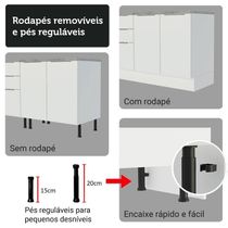 Kit Balcão + Cristaleira 70cm Branco Stella Madesa 01 Branco