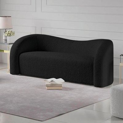 Sofá Curvo 3 Lugares Orgânico Coréia 200cm Linho Preto