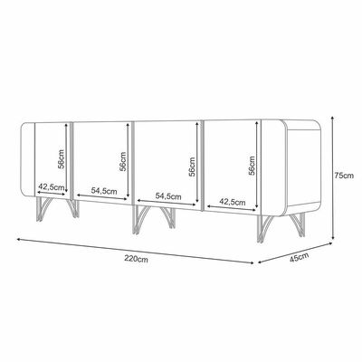 Kit Aparador Buffet Bar Living Santiago Com Cristaleira Adega Síria B01 Off White