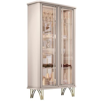 Kit Aparador Buffet Bar Living Santiago Com Cristaleira Adega Síria B01 Off White