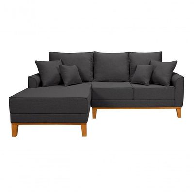 Sofá Living Beny Com Chaise Para Sala De Estar Confortável Império Grafite 199