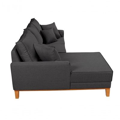 Sofá Living Beny Com Chaise Para Sala De Estar Confortável Império Grafite 199
