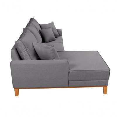 Sofá Living Beny Com Chaise Para Sala De Estar Confortável Império Cinza Claro 185